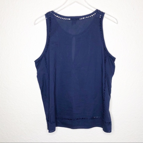 Paige | Dark Blue Cutout Cotton Tank Size Large - Picture 7 of 7